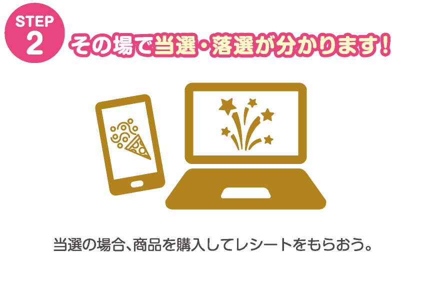 その場で当選・落選が分かります！