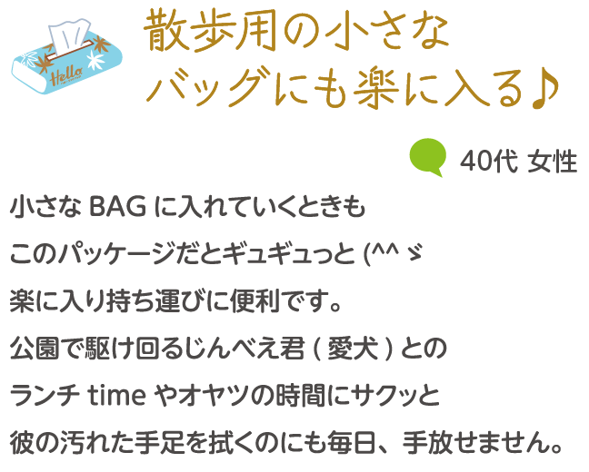 散歩用の小さなバッグにも楽に入る♪